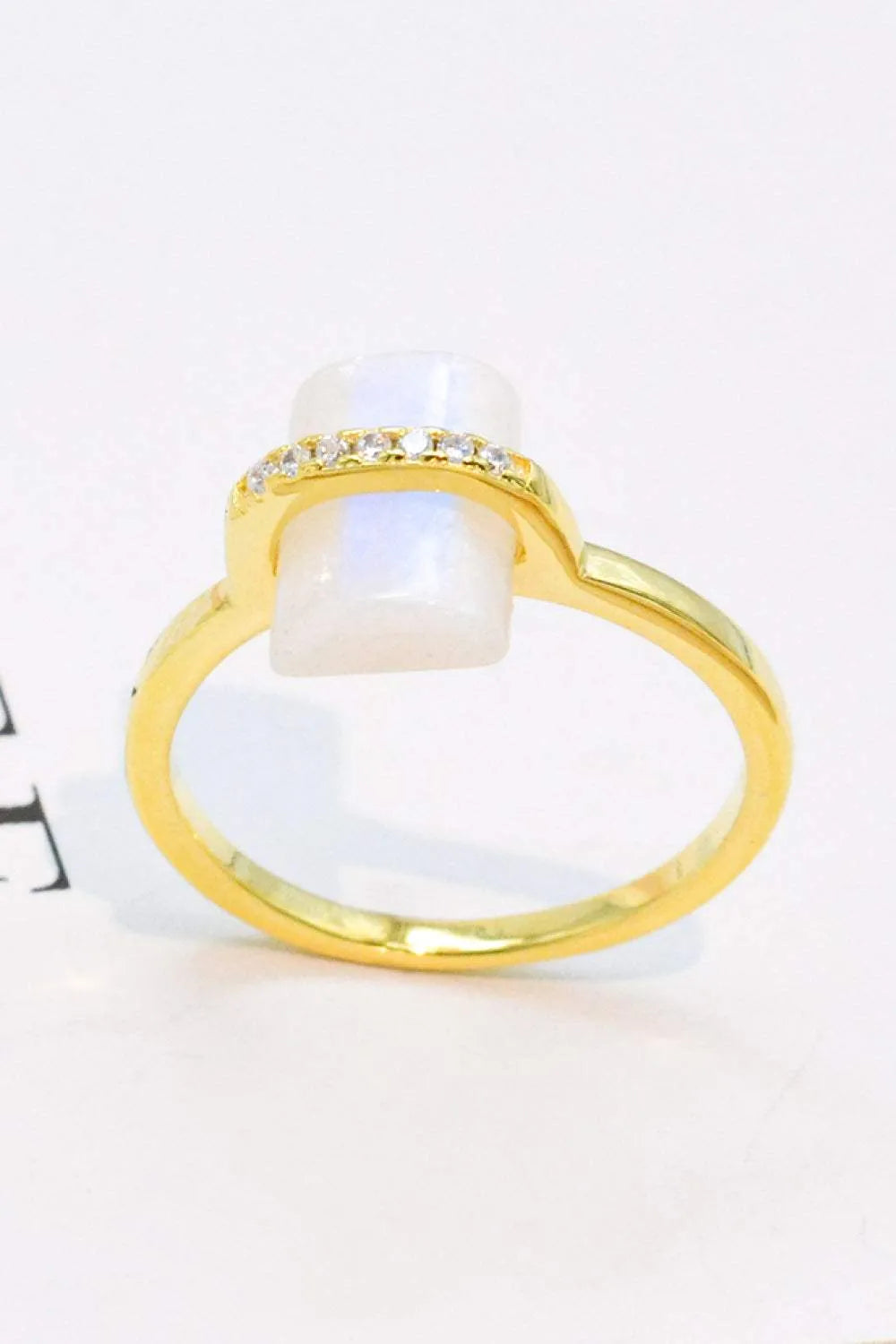 Natural Moonstone Platinum-Plated Ring Moonstone - Tophatter Daily Deals